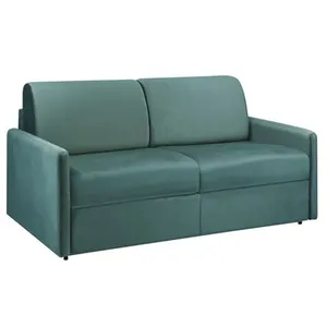 VENTE-UNIQUE Canapé 3 places convertible express en velours CALIFE - Vert menthe - Couchage 140 cm - Matelas 14 cm pas cher