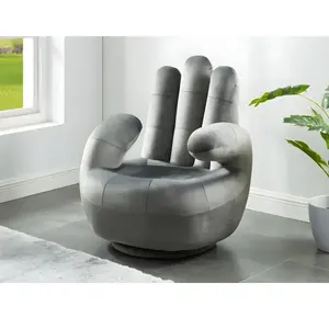 Vente-unique - Fauteuil main pivotant catchy en velours - Anthracite pas cher