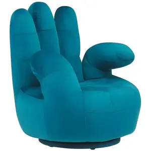 Vente-unique - Fauteuil main pivotant catchy en velours - Bleu canard pas cher