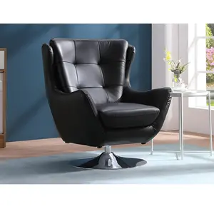 Vente-unique - Fauteuil pivotant en cuir anaba - Noir pas cher