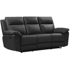 VENTE-UNIQUE Canapé 3 places relax en cuir de buffle PAKITA - Noir pas cher