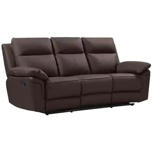 Vente-unique - Canapé 3 Places Relax en Cuir de Buffle PAKITA - Marron pas cher