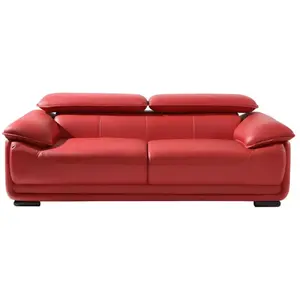 Canapé 3 places en cuir - VENTE-UNIQUE - MACELO - Rouge - Têtières relax - Design contemporain pas cher
