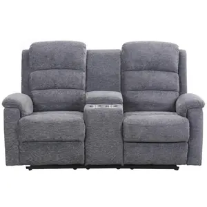 VENTE-UNIQUE Canapé 2 places relax électrique avec tablette NEVERS en tissu - Anthracite pas cher