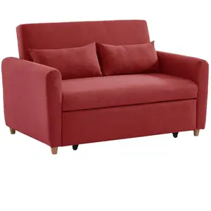 VENTE-UNIQUE Canapé 2 places convertible en tissu AYLA - Rouge pas cher