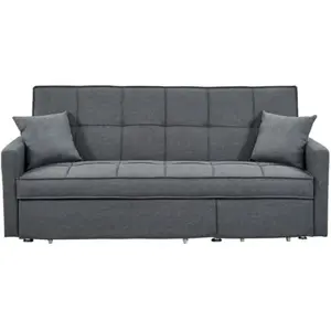Vente-unique - Canapé 3 places convertible en tissu canetti - Gris pas cher