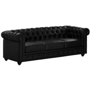 VENTE-UNIQUE Canapé 3 places en simili CHESTERFIELD - Noir