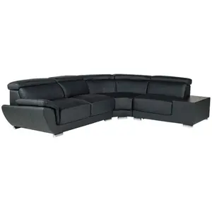 Vente-unique - Canapé d'angle en cuir nahia - Noir - Angle droit pas cher
