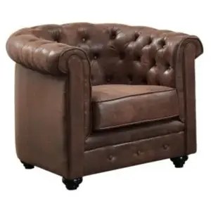 VENTE-UNIQUE Fauteuil CHESTERFIELD en microfibre aspect cuir vieilli pas cher