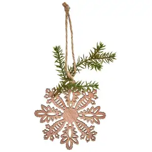 Sia Deco Suspension de noël flocon avec pin en bois beige et marron H20