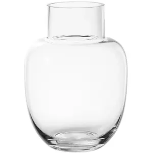SIA DECO Vase transparent Arrondi avec un col large - Transparent / 25 cm pas cher