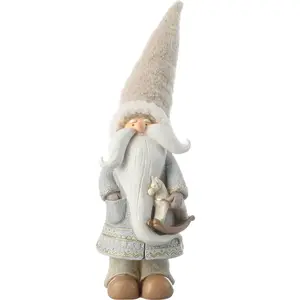 Sia Deco Figurine père noël décorative artificielle gris et marron taupe H45