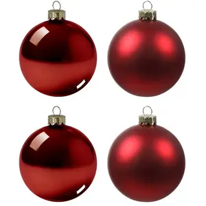 Sia Deco Set de 4 boules de noel en verre rouge D8