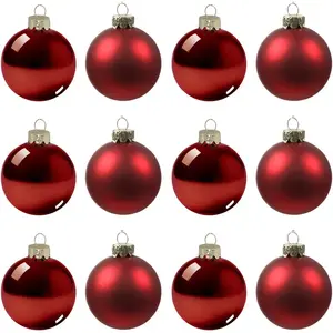 Sia Deco Set de 12 boules de noel en verre rouge D6