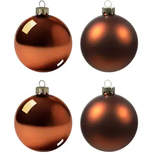 Sia Deco Set de 4 boules de noel en verre marron chocolat D8