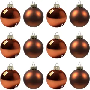 Sia Deco Set de 12 boules de noel en verre marron chocolat D6