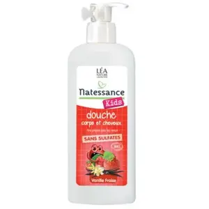 Comparateur de prix : Natessance - Gel douche corps et cheveux Kids vanille-fraise 500 ml