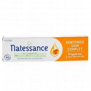 Comparateur de prix : Natessance Dentifrice bio - Soin complet - Propolis & aloe vera - 75 ml