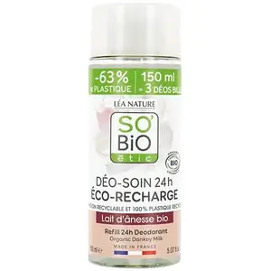 Recharge déodorant roll-on hydratant bio - Lait d'ânesse - 150 ml
