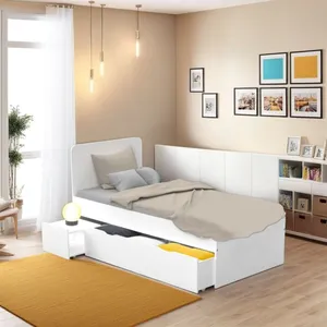 Comparateur de prix : LEQUAIDESAFFAIRES Lit ZENIA 90x190 + 1 chevet + 1 tiroir / Blanc/ 195x96x100