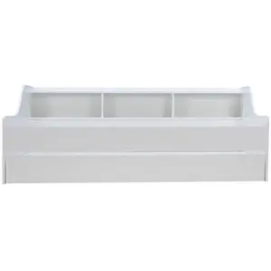 WEBER INDUSTRIES Lit PALMA 90x190 + étagère + 1 tiroir-lit / Blanc/ 198x116x75