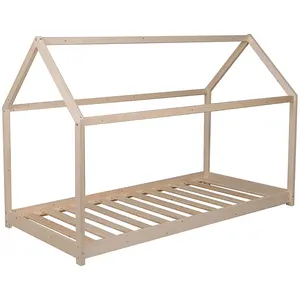 WEBER INDUSTRIES Lit cabane panda 90x190 + 1 sommier / Naturel/ 195x134x97 cm