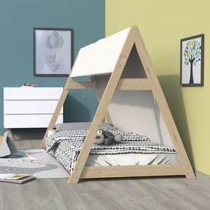 Lit cabane Tipi 90x200 cm - WEBER INDUSTRIES - Naturel - Bois pas cher
