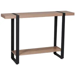 LEQUAIDESAFFAIRES Console SINTRA 120X30 cm / Chêne blanchi et métal noir pas cher