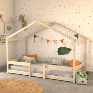 LEQUAIDESAFFAIRES Lit cabane INDIANA 90x190 + sommier/Naturel 199x95x152