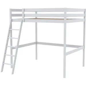 LEQUAIDESAFFAIRES Lit mezzanine STUDIO 90x190 + 1 sommier / Blanc L189xP147xH191 pas cher