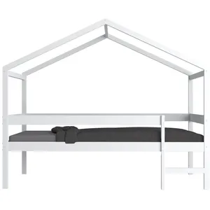 LEQUAIDESAFFAIRES Lit cabane MIKA 90x190 + sommier / Blanc 199x95x165 pas cher