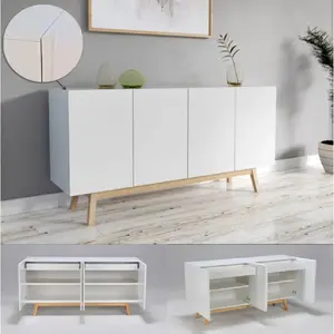 Comparateur de prix : WEBER INDUSTRIES Le Quai Des Affaires - Bahut home 4 portes 2 tiroirs / Blanc/