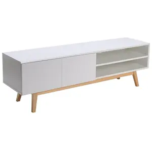 Meuble TV - HOME - 160cm - 2 portes - 1 niche - Blanc