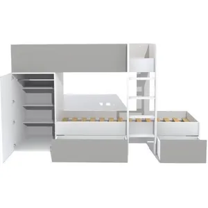 Comparateur de prix : WEBER INDUSTRIES TWIN Lit superposé enfant contemporain blanc et gris - l 90 x L 190 cm