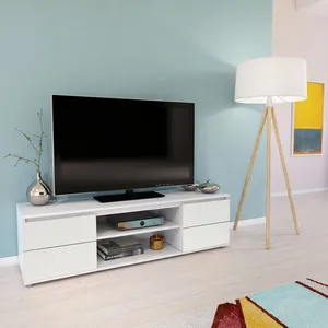 Meuble TV/Vidéo como 140cm 2 portes + 1 niche / Blanc/ 140x38x40 cm pas cher