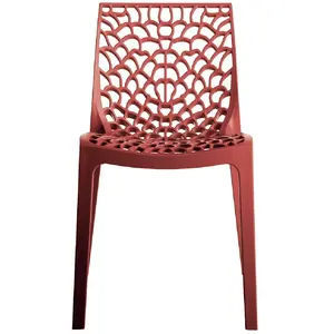 LEQUAIDESAFFAIRES Lot de 4 chaises empilables TELA / Rouge pas cher