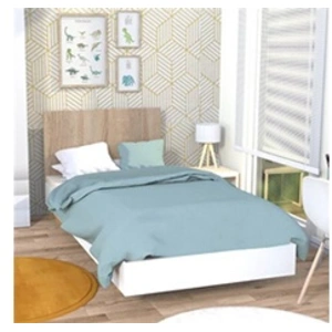 LEQUAIDESAFFAIRES Lit 90x190cm avec tête de lit LAGOS blanc/chêne blanchi Taille unique