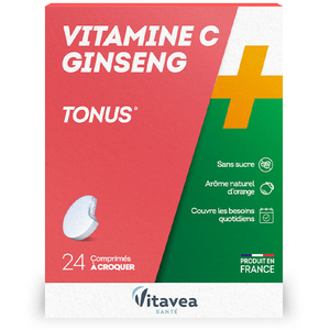 Comparateur de prix : Vitavea Vitamine C + Ginseng Tonus Fatigue 24 comprimés à croquer