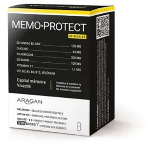 Comparateur de prix : Aragan - Synactifs - MemoProtect® - Mémoire - Ginkgo Biloba - 60 gélules