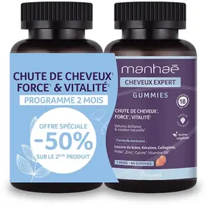 Manhae Pack Gummies Chute de Cheveux Forcé Vitalité 2x60uts pas cher