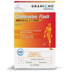 Comparateur de prix : GRANIONS Chondrosteo Flash articulations gélules x 40
