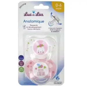 LUC ET LEA Sucette Silicone Anatomique Petit Coeur" 0-6 mois" pas cher