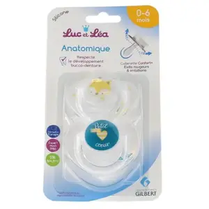 Luc et Lea Sucette Symétrique 0-6m Renard Petit Coeur 2untsVendu parrakuten