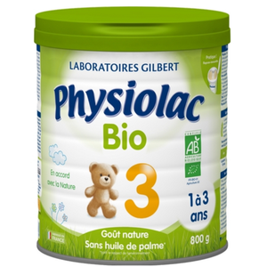Comparateur de prix : Physiolac Croissance 3 Lait infantile Bio de 10 à 36 Mois 800g