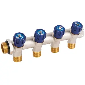 Collecteur 4 sorties - MF 3/4' - Avec vanne bleu M 1/2' - PB TubVendu parcdiscount