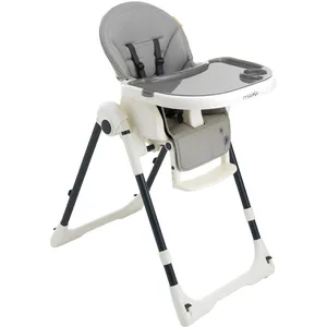 MAÏKA Chaise haute Design Gris, hauteurs d'assise, roulettes pas cher