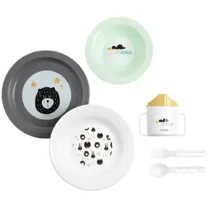 MAÏKA Coffret Repas Bébé 6 pièces - Assiettes, Tasses et Couverts - Motifs Animaux & NuagesVendu paraubert