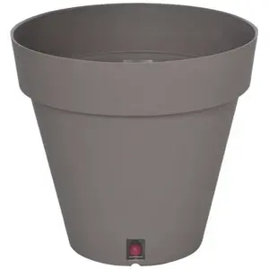 Bac à fleurs rond RIVIERA LOFT - Plastique - Diamètre 30 cm - Taupe pas cher