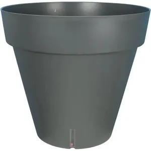 Bac à fleurs rond RIVIERA LOFT - Plastique - Diamètre 40 cm - Gris pas cher