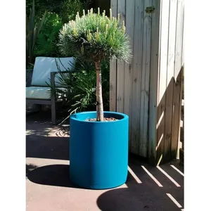 Comparateur de prix : Bac à fleurs rond RIVIERA GRANIT - Plastique - Diamètre 50 cm - Bleu